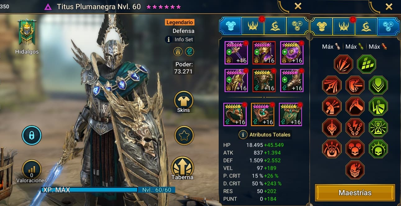 Equipo de Titus Plumanegra
