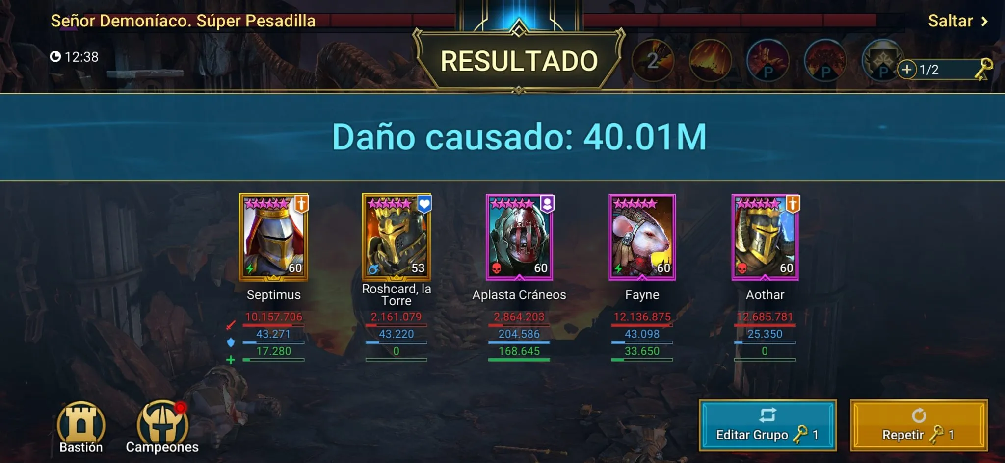Setup con Bloquear Daño y Aplastacráneos